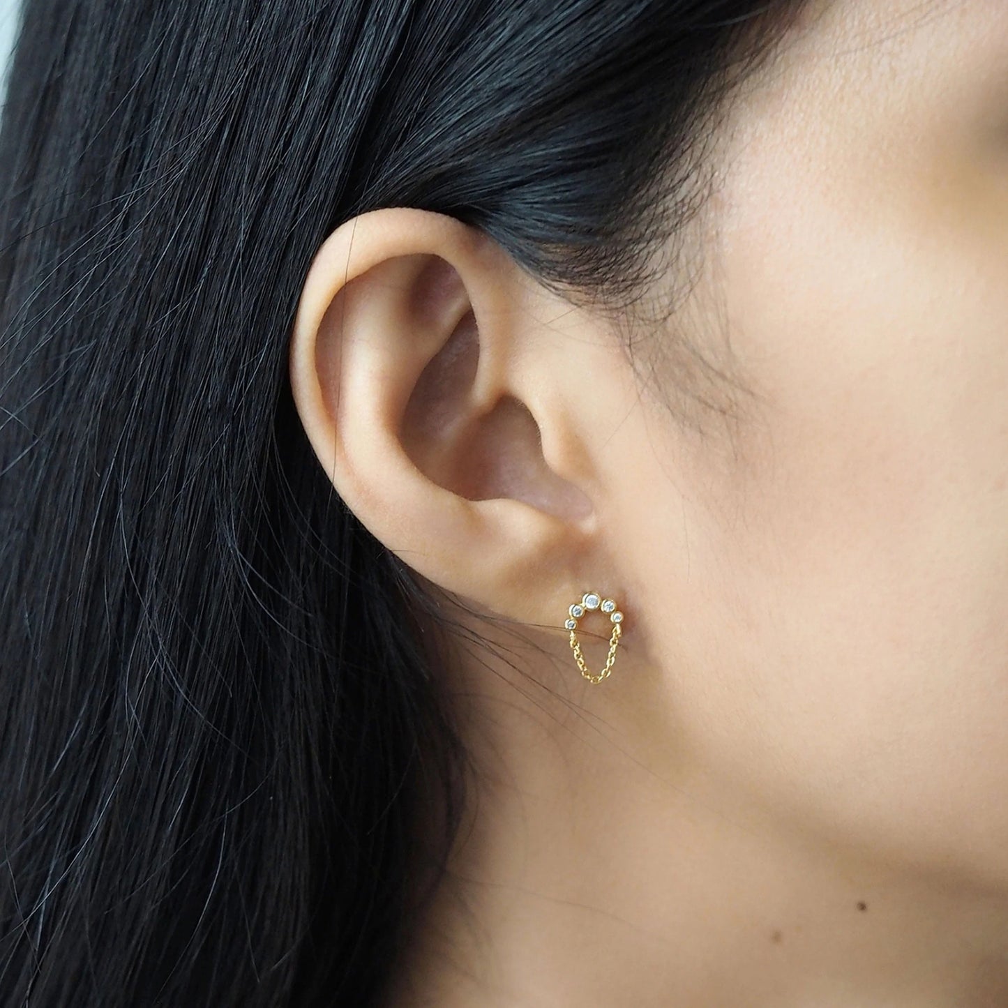 Gouden Ketting Oorbellen met Kristallen Accenten