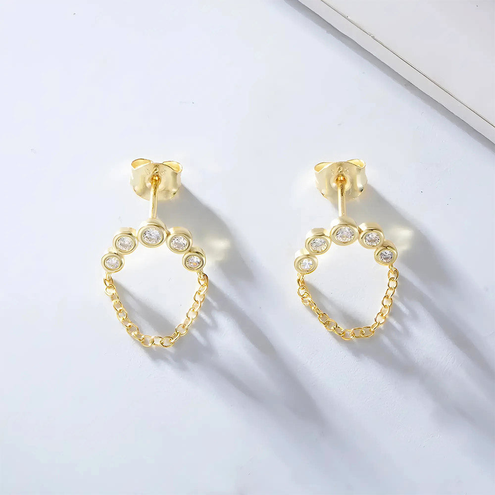 Gouden Ketting Oorbellen met Kristallen Accenten