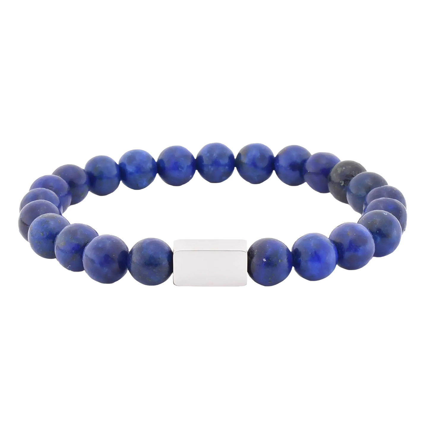 Gedetailleerd beeld van een blauwe graniet kralen armband, die de essentie van veerkracht vastlegt