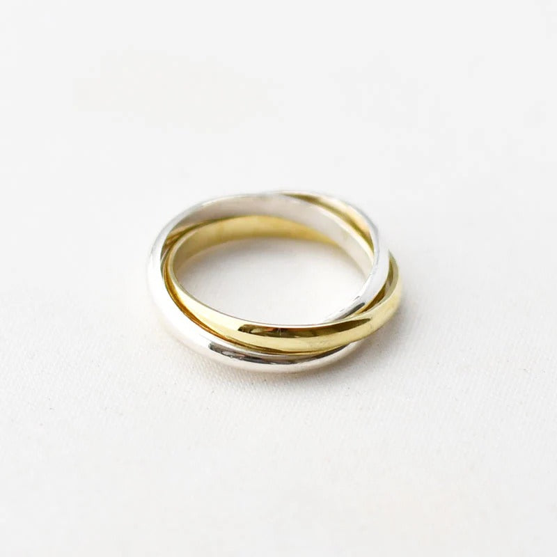 Unisex ring van sterling zilver met gouden en zilveren plating