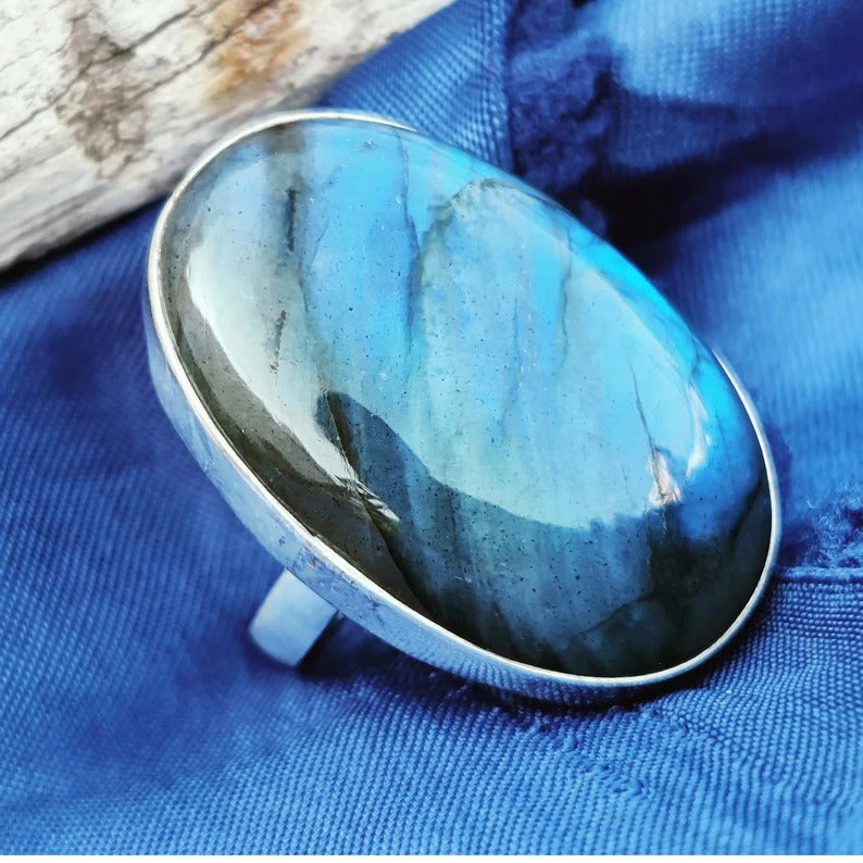 LabradoriteLuxe - Statement Ring van Sterling Zilver