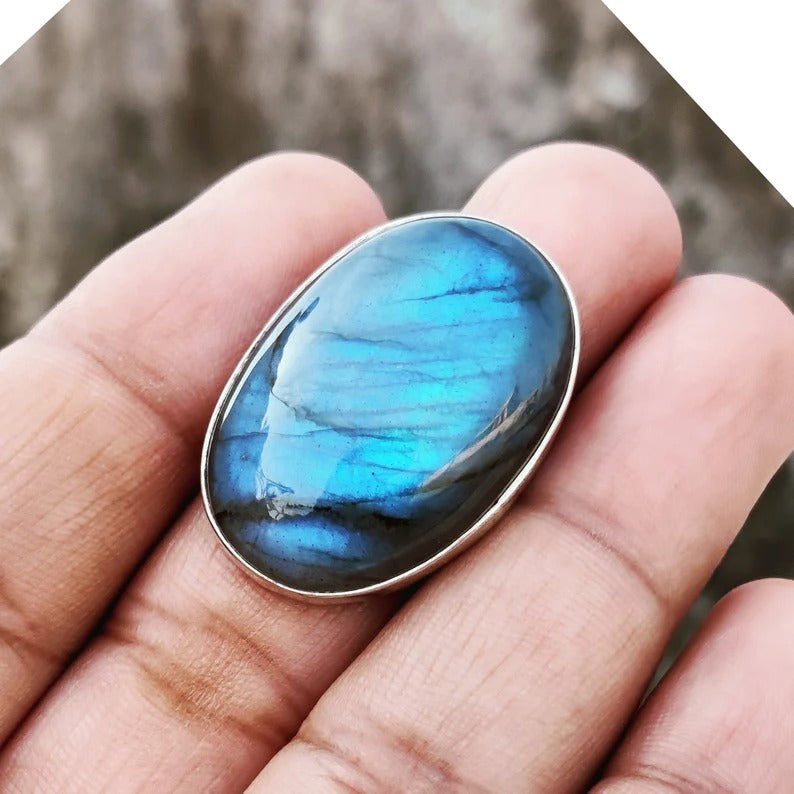 LabradoriteLuxe - Statement Ring van Sterling Zilver