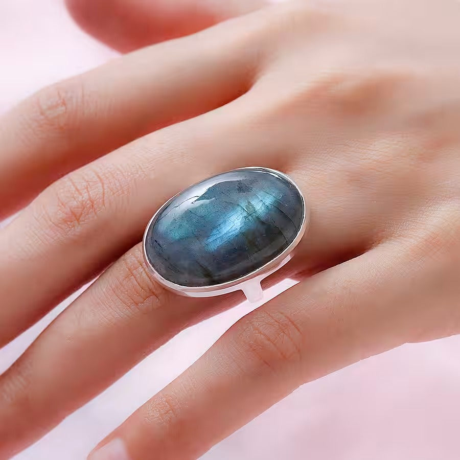 LabradoriteLuxe - Statement Ring van Sterling Zilver