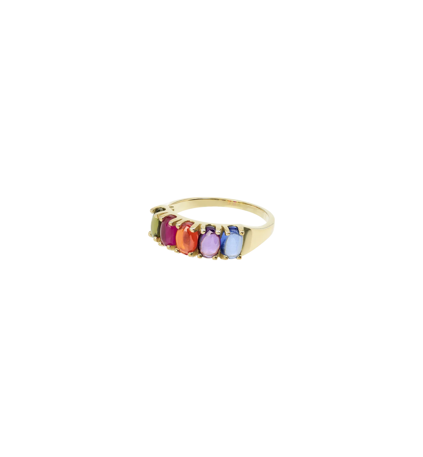 Ring met zirkonia stenen in verschillende levendige kleuren