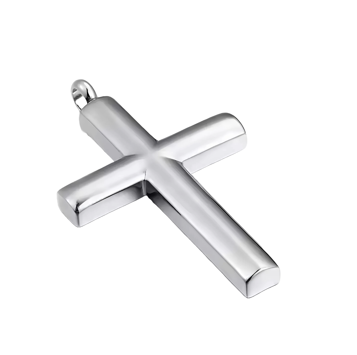 Sterling zilveren kruis hanger, een glanzend symbool van geloof en elegantie.
