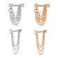 Glinsterende gouden kettingen die tussen de studs hangen, deze helix piercing sieraden roepen de elegantie op van vloeiende gouden draden