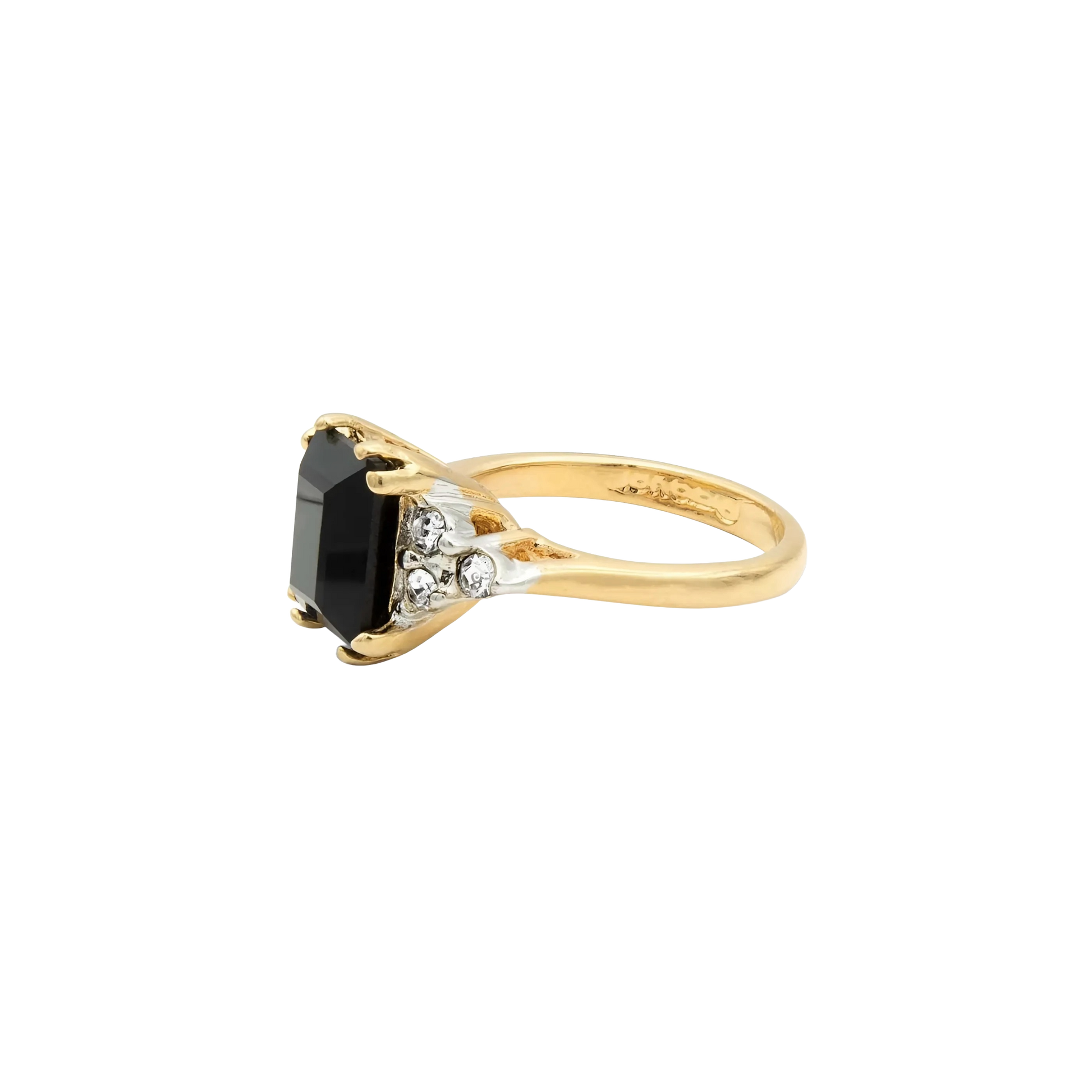 Gouden ring met edelsteen dames met een verfijnde zwarte spinel