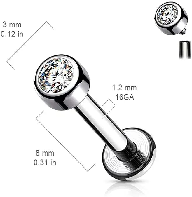 Chirurgisch staal neuspiercing gekroond met aquamarijn kristal, een serene toets van elegantie