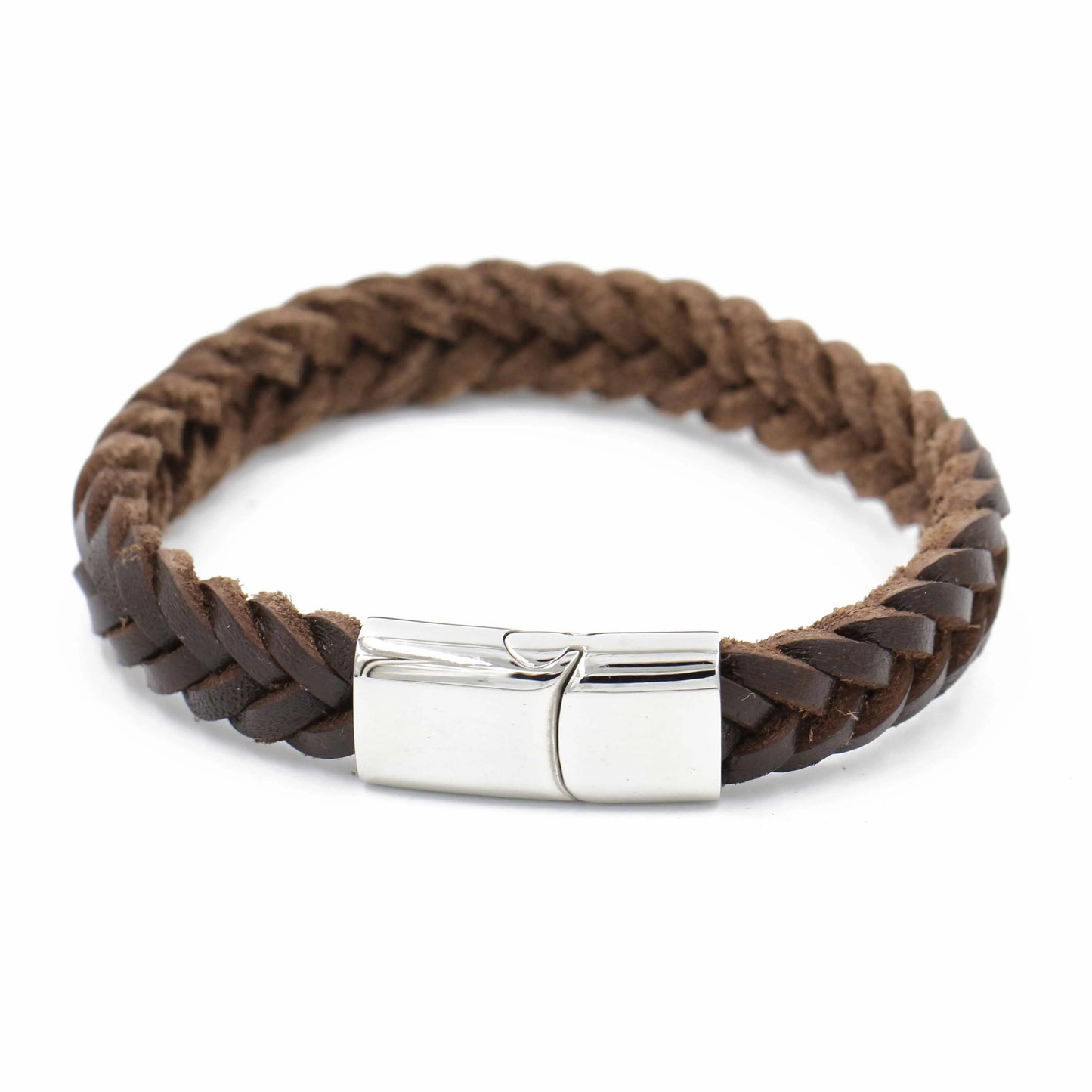 Elegante leren armband met een gepersonaliseerde foto gravure op de sluiting, die individuele charme weerspiegelt.
